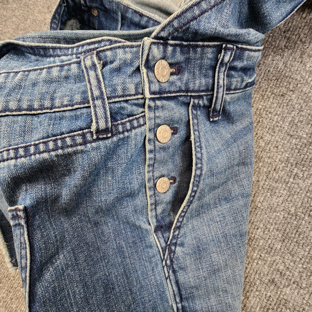Madewell Adirondack Short Overalls Womens Medium Blue Medium Wash Raw Hem Denim - Picture 10 of 12